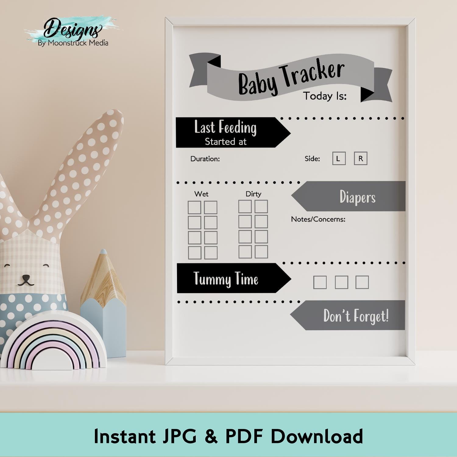 Printable Baby Tracker Log Black and Gray | Newborn Daily Routine Chart ...