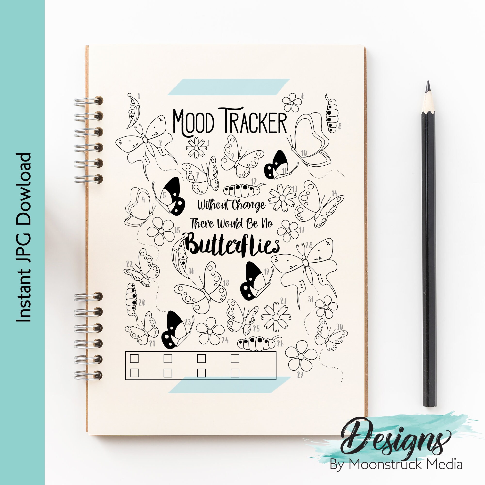 Butterfly Mood Tracker Printable Journal Page | Mental Health Self Care ...