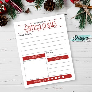 Carta a Papá Noel imprimible para niños / Completa el espacio en blanco para colorear / Página de actividades navideñas / Descarga instantánea