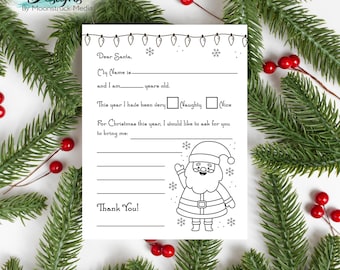 Santa Fill in the Blank Letter for Kids | Printable Letter to Santa Activity | Christmas Eve Keepsake for Children | Fun Holiday Letter