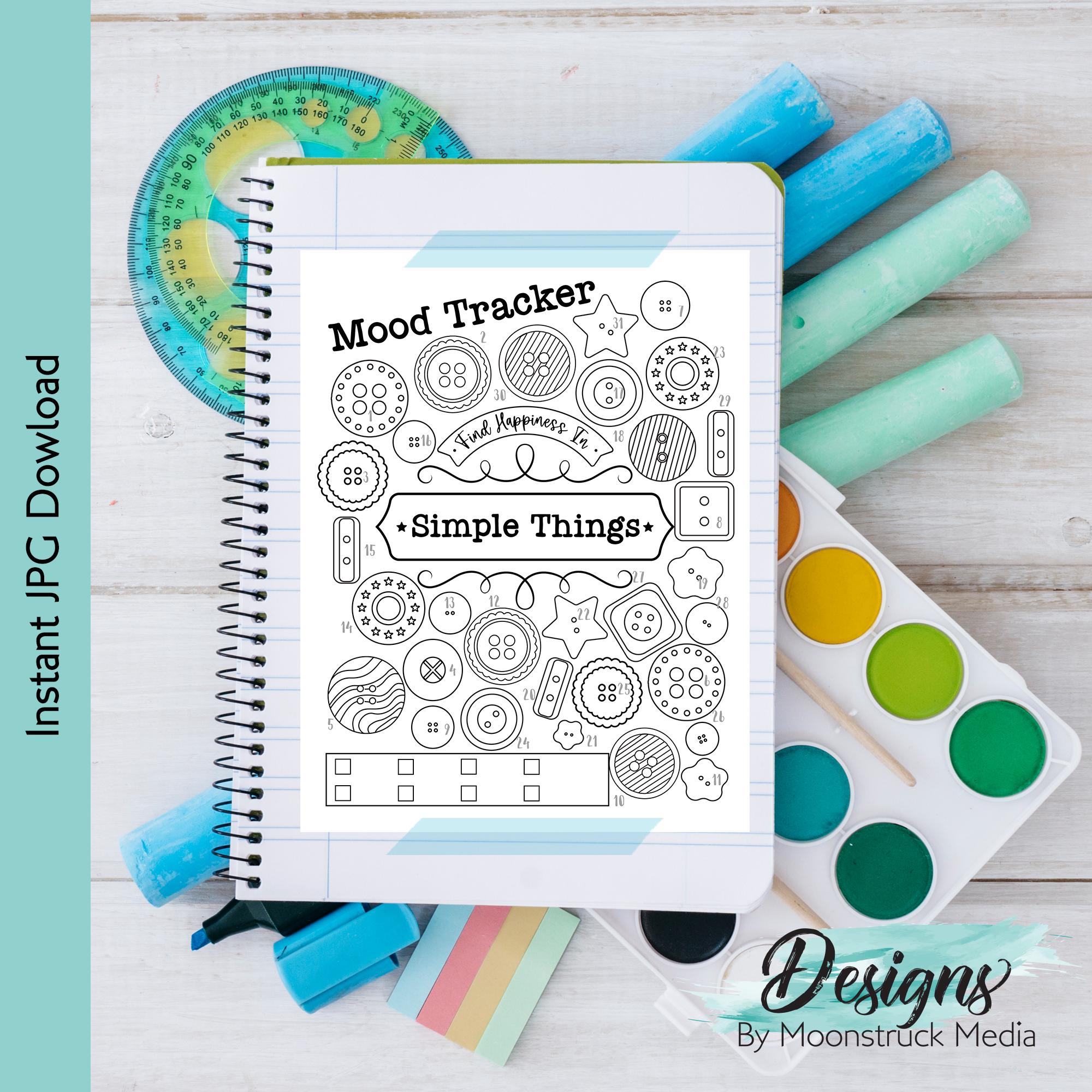 Mood Tracker Printable Button | Bullet Journal Insert | Goodnotes ...