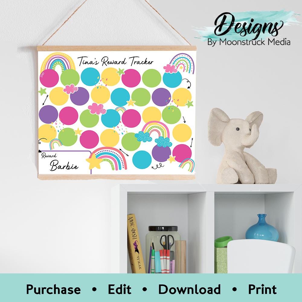 Rainbow Dot Reward Chart for Kids | Editable Sticker Tracking Chart for ...