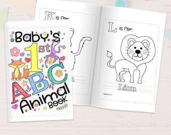 5x7in Baby Shower ABC Coloring Book with Animals | Baby Shower Activity | First ABC Book | Instant Download