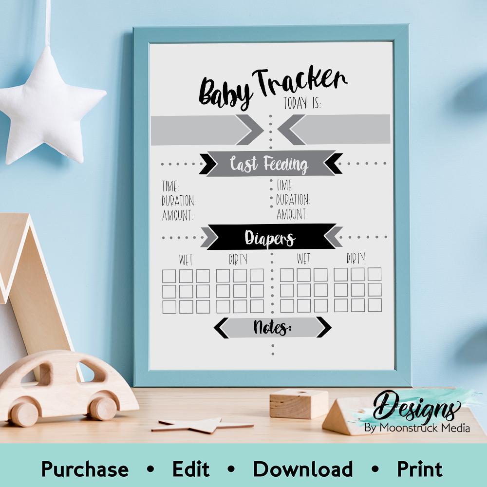 Twins Baby Tracker Printable | Bottle Feeding and Diaper Log for ...