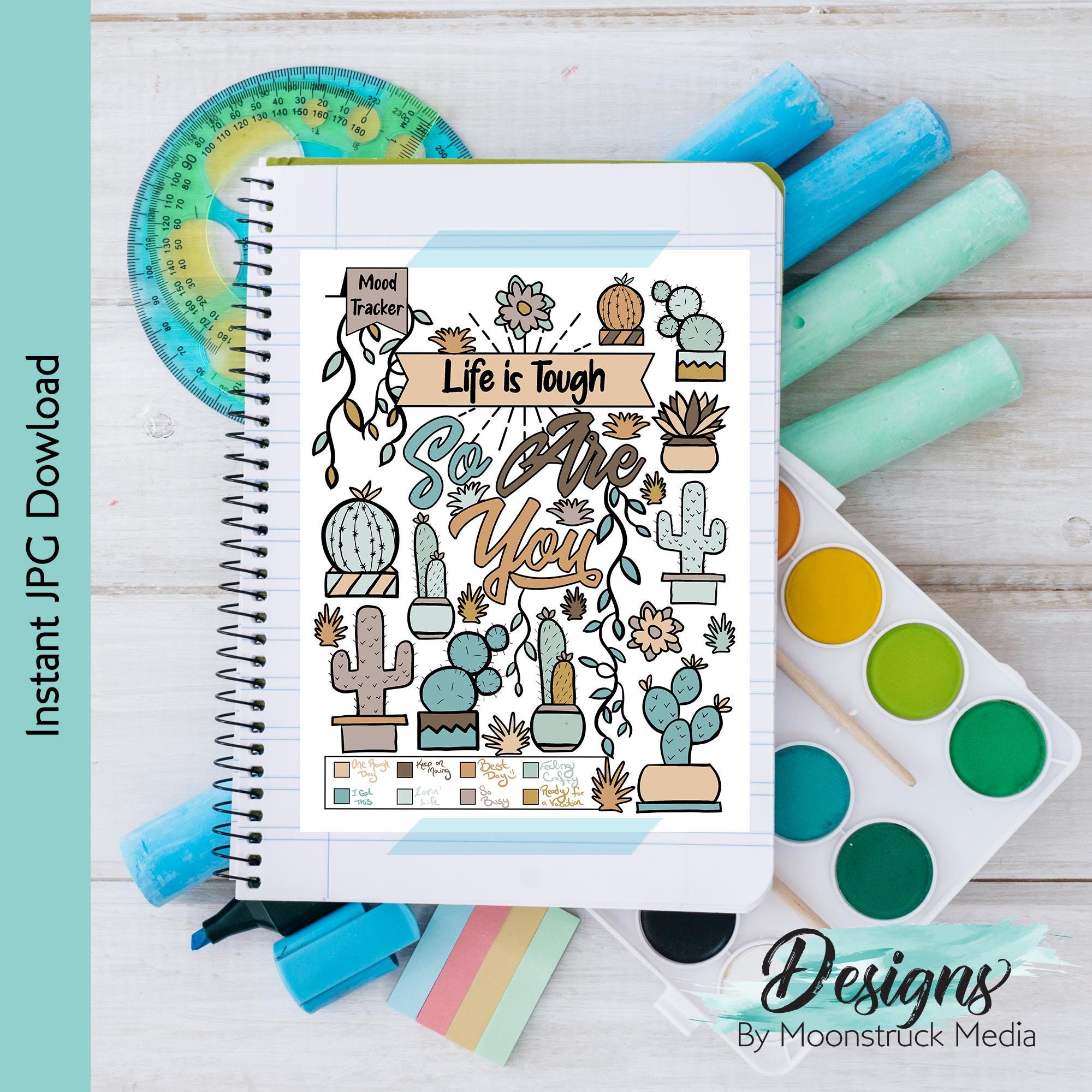 Mood Tracker Printable | Cactus & Succulent Bullet Journal Insert ...