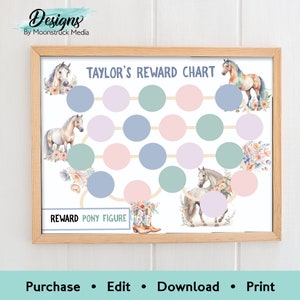 Editable Horse Reward Chart , Horse Reward Chart, Horse Chore Chart, Potty Training Chart ...