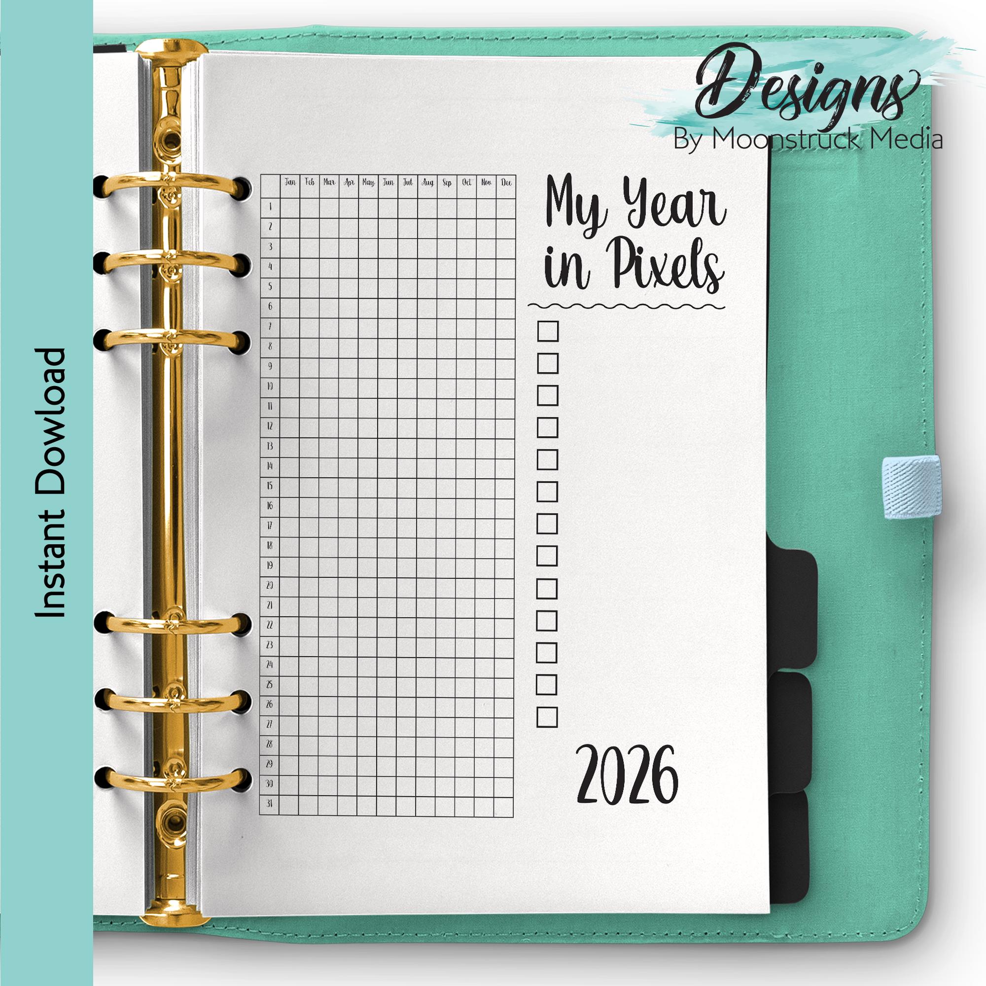 Buy 2026 Year in Pixels Mood Tracker Printable | Bullet Journal Insert ...