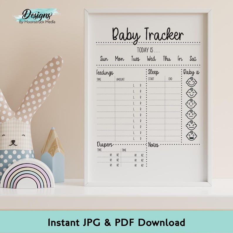 Baby Feeding and Sleep Tracker Printable | Breastfeeding and Diaper Log ...