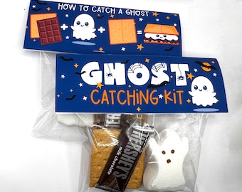 How to Catch a Ghost S’mores Treat Bag Label | Halloween Printable Favor Topper | Ghost Marshmallow Party Bag Decoration