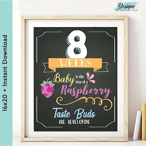 16x20 Baby Bump Growth Pregnancy Sign | Weekly Milestone Tracker & Photo Prop | 4-40 Weeks of Pregnancy Chalkboard Sign