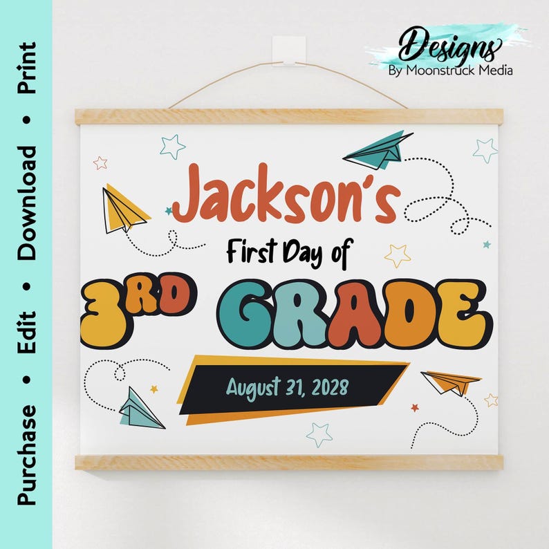 Editable First Day of 3rd Grade Sign | Personalized Back to School ...