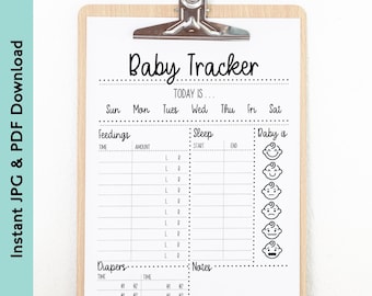 Baby Feeding and Sleep Tracker Printable | Breastfeeding and Diaper Log | Infant Daily Log Sheet | Baby Journal Insert | Instant Download