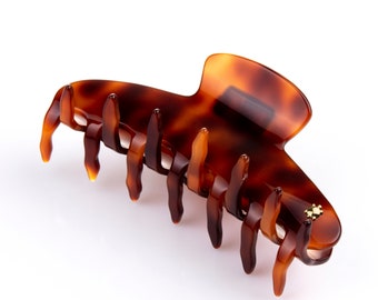 Turtle Story Hair Jaw - Large Size - Handmade from Italian Cellulose Acetate ("Tortoiseshell") - Vison