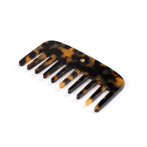 Turtle Story Hair Comb -Handmade from Italian Cellulose Acetate ("Tortoiseshell") - Tokyo Dark
