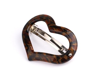 Queen of Hearts - Vintage Hair Barrette - Turtle Story Premium Cellulose Acetate ("Turtle shell")