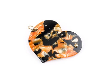 Turtle Story Vintage Heart Premium Cellulose Acetate ("Turtle shell") Handmade Hair Clip