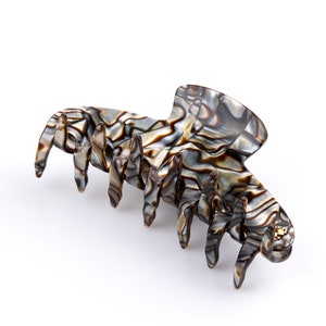 Turtle Story Hair Jaw - Large Size - Handmade from Italian Cellulose Acetate (&quot;Tortoiseshell&quot;) - Onyx