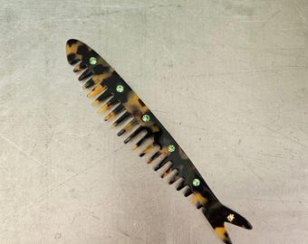 Sardine Comb with crystals - Tokyo Dark - with leather pouch