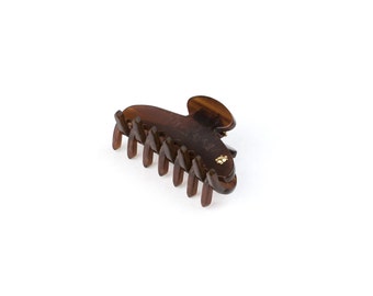 Turtle Story Hair Jaw - Small Size - Handmade from Italian Cellulose Acetate ("Tortoiseshell") - Chocolate Glaze