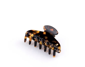 Turtle Story Hair Jaw - Small Size - Handmade from Italian Cellulose Acetate ("Tortoiseshell") - Tokyo Dark