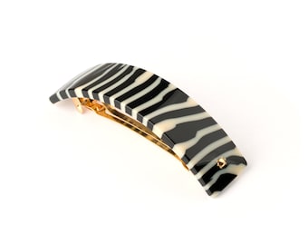 Turtle Story Ophelia Barrette - Handmade from Italian Cellulose Acetate ("Tortoiseshell") - Zebra