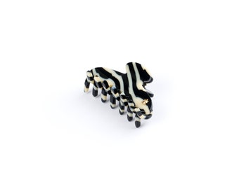 Turtle Story Hair Jaw - Small Size - Handmade from Italian Cellulose Acetate ("Tortoiseshell") - Zebra