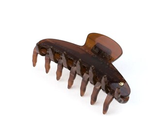 Turtle Story Hair Jaw - Large Size - Handmade from Italian Cellulose Acetate ("Tortoiseshell") - Chocolate Glaze