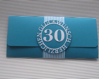 Gutschein / Geldgeschenk - Verpackung zum 30. Geburtstag