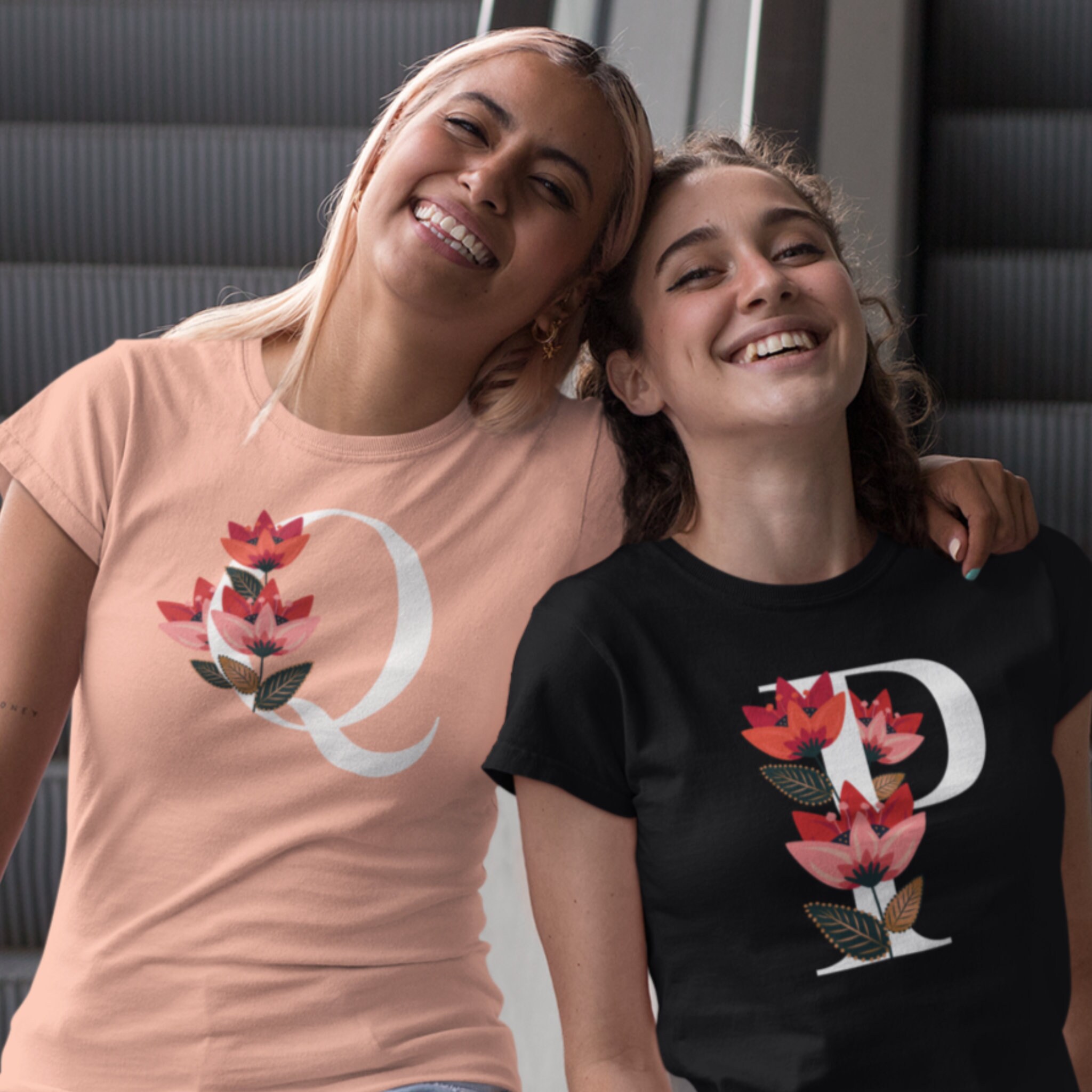 Initial Q tshirt letter Q shirt floral initial shirt Etsy