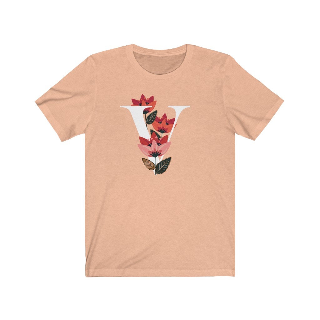 Initial V tshirt letter V shirt floral initial shirt Etsy
