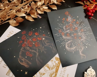 Skeletons and Flowers Series Postcards