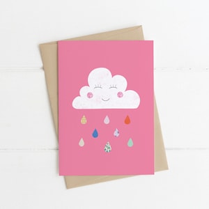 Regentropfen Karte, Wolke Grußkarte, Geburtstagskarte, Hallo Karte, leere Karte, nur weil Karte, Thinking of You Karte, es wird ok Karte