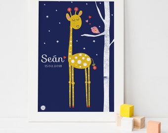 Giraffe Nursery Print | Nursery Art Print | Nursery Wall Art | Gift for Kids | Gift for Baby | New Baby Gift | Custom Name Print