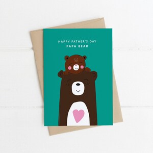 Carte de fête des pères papa ours, jolie carte de fête des pères, carte de fête des pères ours et ourson, ours mignon et ourson, carte de voeux vierge