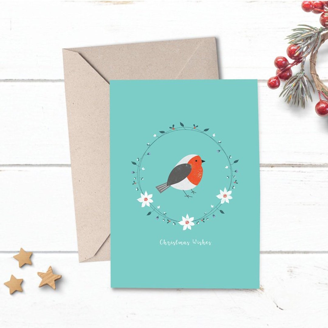 Robin Christmas Card Christmas Wishes Card Christmas Robin Etsy