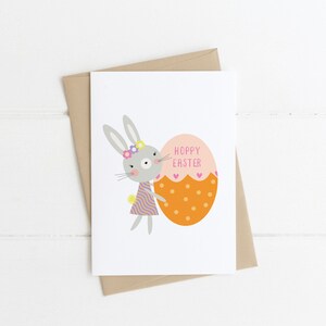 Osterhasenkarte,Hoppy Easters,Osterkarte, Mädchen Osterkarte, Blankokarte