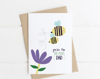 Fathers Day Card, Bees Knees Card, Bee Card, Greeting Card, Blank Card, Irish Made Card