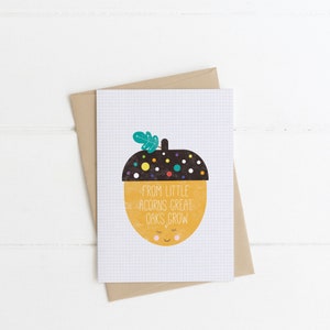 Tarjeta de pequeñas bellotas, tarjeta de agradecimiento del maestro, tarjeta de agradecimiento, tarjeta de flores, tarjeta de felicitación, tarjeta en blanco, tarjeta hecha en irlandés