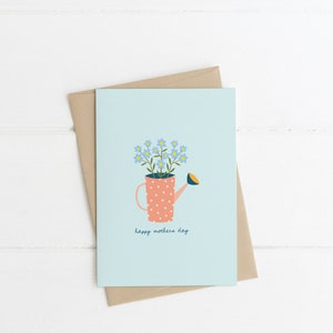 Mutter-Tageskarte, wilde Blumen Karte, Gießkanne der Blume Grußkarte, leere Karte
