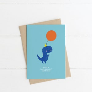 Cartão de aniversário de dinossauro, cartão de aniversário de T-Rex, cartão de aniversário de dinossauro, cartão em branco