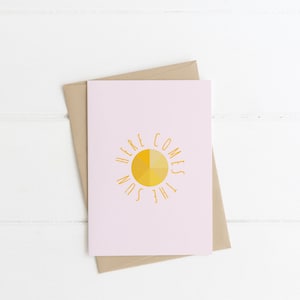 Zon wenskaart, helderdere dagen kaart, blanco kaart, gewoon omdat kaart, vreugdekaart verspreiden