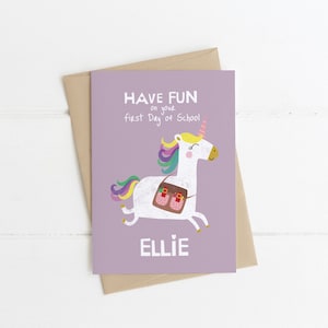 Tarjeta del primer día de clases - Unicornio