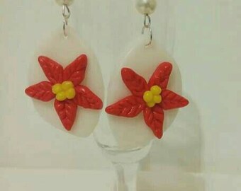 Christmas star earring, Christmas earrings, Christmas Gift, Cold Porcelain