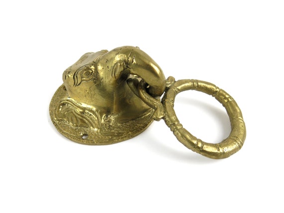 Solid Brass Elephant Head Door Knocker Handle Pull