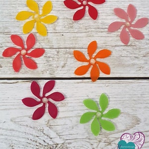 5x Wachs Blüten / Blumen mit Perle für Kerzen