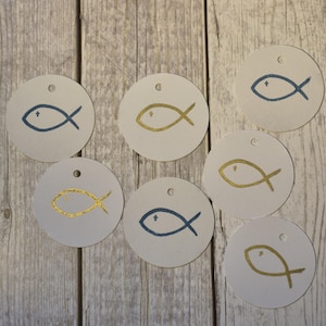 10 x Geschenkanhänger Fisch Kommunion / Taufe