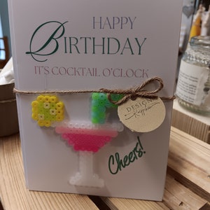 Geburtstagskarte Happy Birthday Cocktail Bügelperlen Cheers