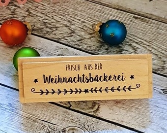 Holzstempel "Frisch aus der Weihnachtsbäckerei"