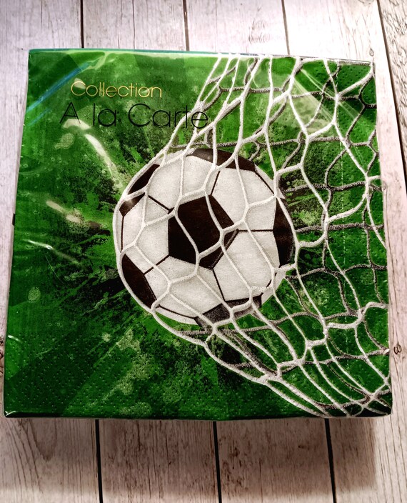 20 Servietten Fußball-Motiv – 33x33 Cm, 3-lagig, Für Kindergeburtstag, WM/EM-Deko, Serviettentechnik
