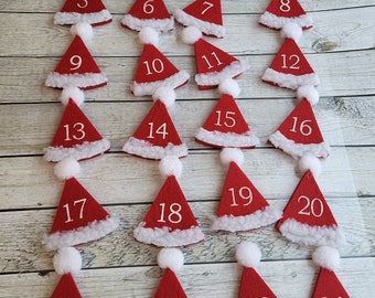 Advent calendar numbers Santa hat